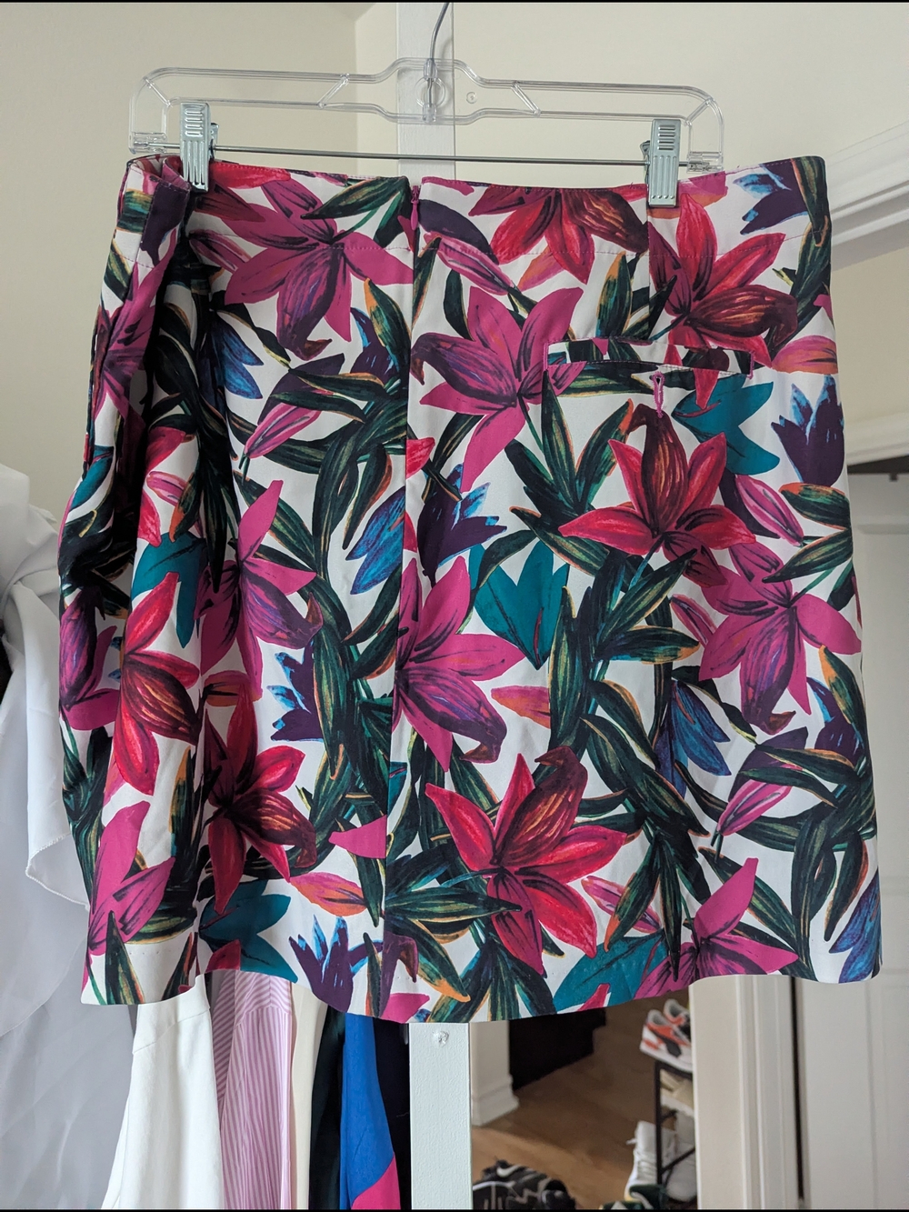 Vibrant Floral A-Line Skirt in Pink & Teal